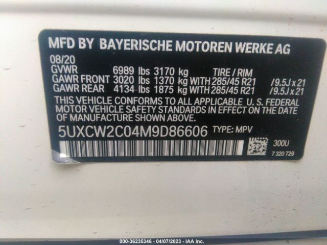 5UXCW2C04M9D86606 BMW X7 Xdrive40i