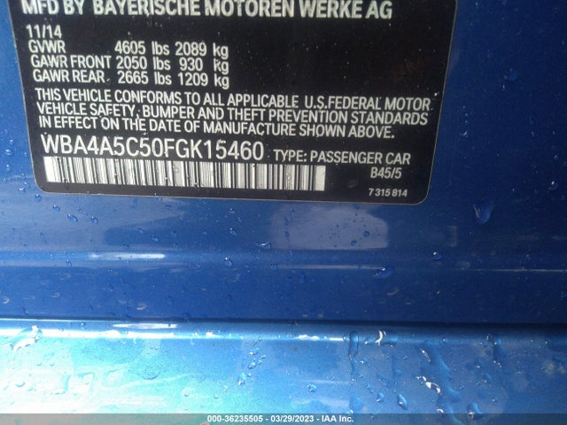 2015 BMW 4 Series, VIN: WBA4A5C50FGK15460