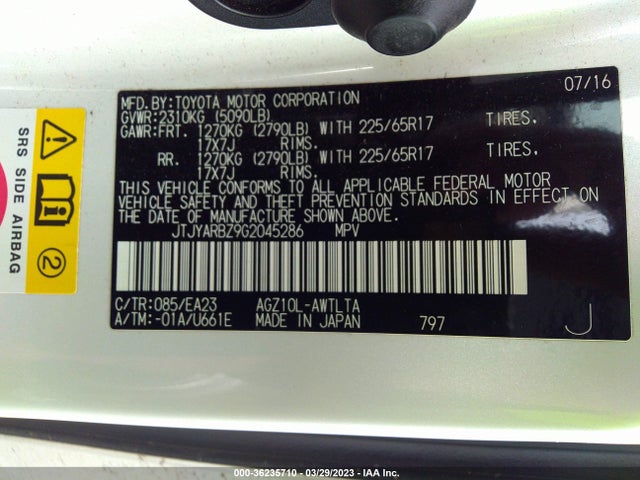JTJYARBZ9G2045286 Lexus NX 200T