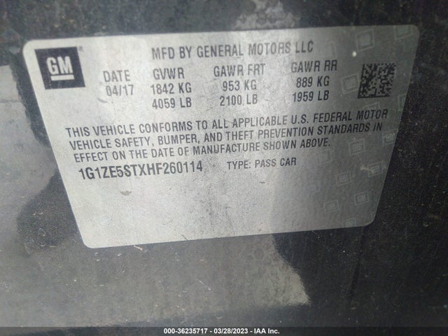 Chevrolet MALIBU LT 2017 1G1ZE5STXHF260114 Image 10