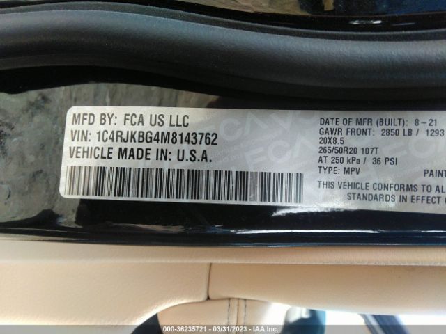 1C4RJKBG4M8143762 Jeep Grand Cherokee L Limited