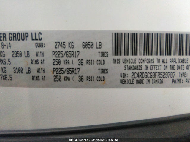 Dodge Grand Caravan Sxt 2015 2C4RDGCG8FR529787 Image 9