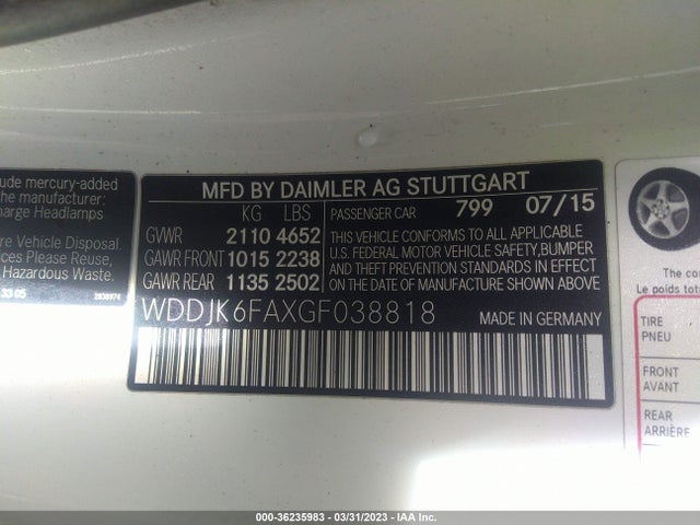 2016 Mercedes-Benz SL-Class, VIN: WDDJK6FAXGF038818