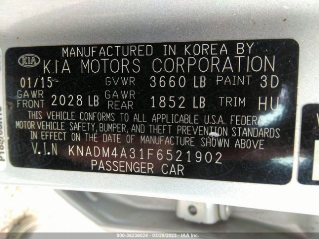 KNADM4A31F6521902 KIA RIO LX