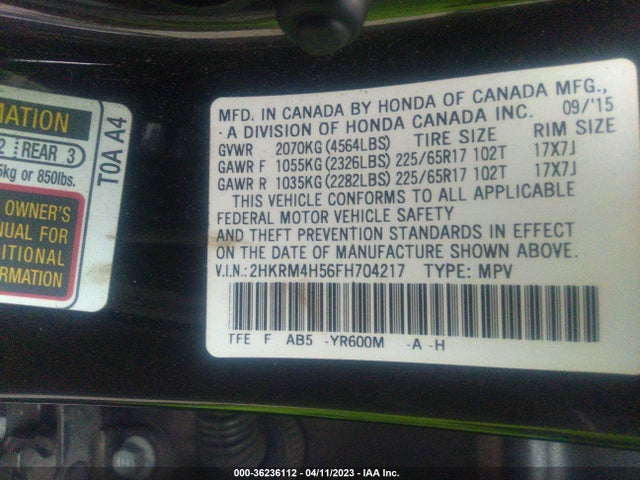 Honda CR-V EX 2015 2HKRM4H56FH704217 Image 10