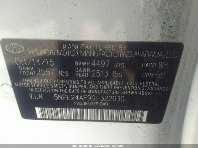 Hyundai Sonata 2.4l Se 2016 5NPE24AF9GH322630 Image 10