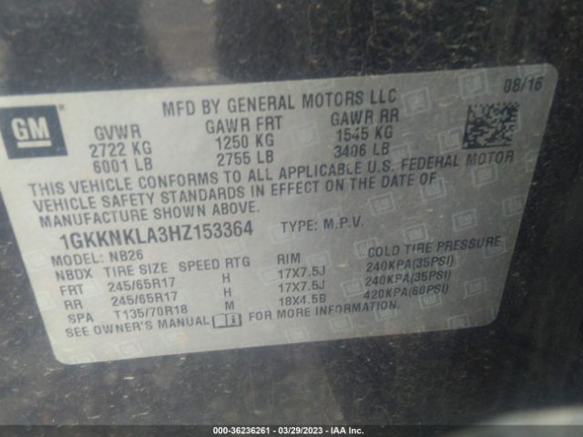 1GKKNKLA3HZ153364 GMC ACADIA SLE