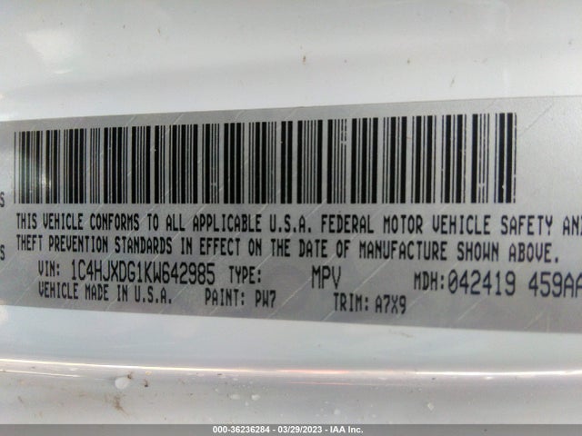 1C4HJXDG1KW642985 Jeep Wrangler Unlimited Sport S