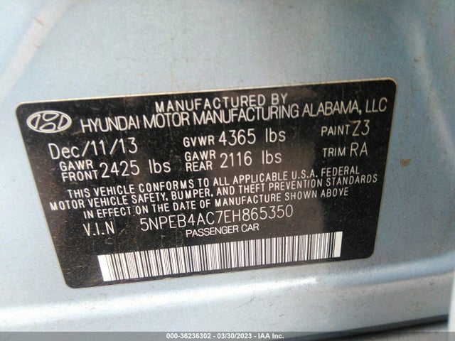Hyundai SONATA GLS 2014 5NPEB4AC7EH865350 Image 11