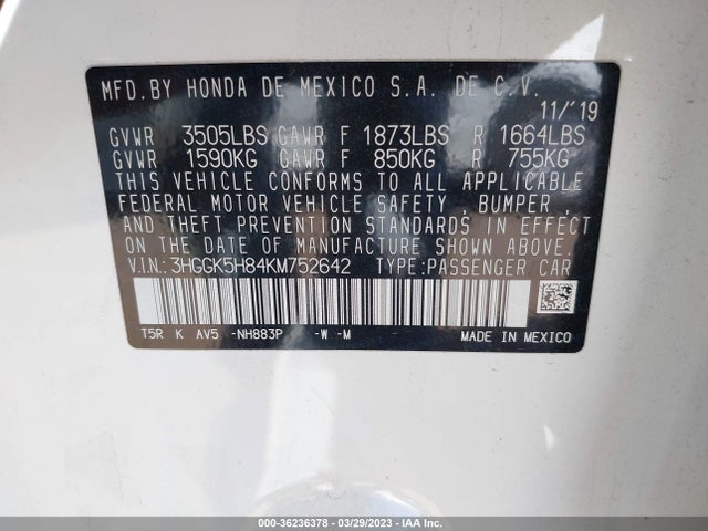 2019 HONDA FIT EX VIN: 3HGGK5H84KM752642