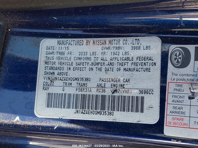 2016 Nissan Z, VIN: JN1AZ4EH0GM935380