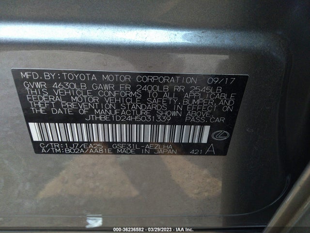 JTHBE1D24H5031339 Lexus Is Is 350