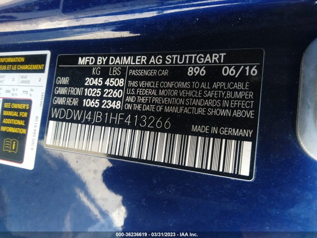 WDDWJ4JB1HF413266 Mercedes-Benz C-class C 300