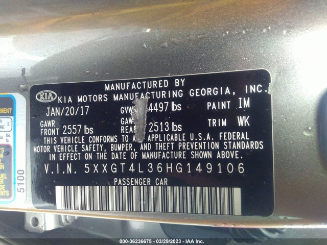 KIA Optima Lx 2017 5XXGT4L36HG149106 Image 9