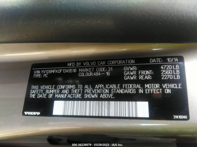 YV126MFK0F1349518 Volvo S60 T5 Drive-e Premier