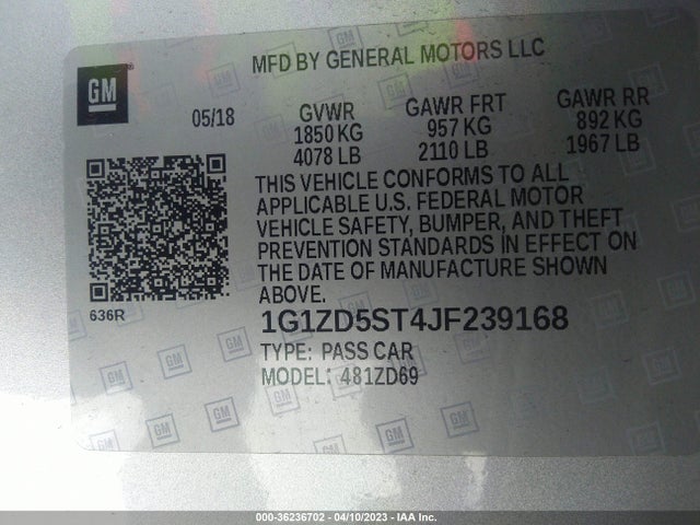 Chevrolet MALIBU LT 2018 1G1ZD5ST4JF239168 Image 9