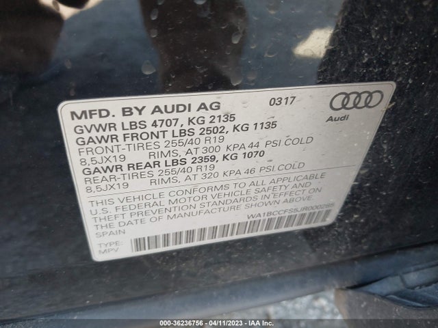 WA1BCCFS5JR000285 Audi Q3 Premium/sport Premium