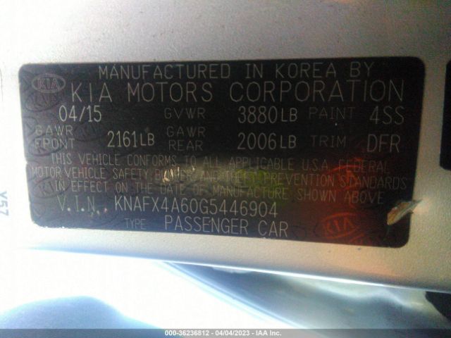 KNAFX4A60G5446904 KIA FORTE LX