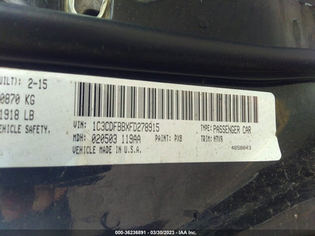 Dodge DART SXT 2015 1C3CDFBBXFD278915 Image 10