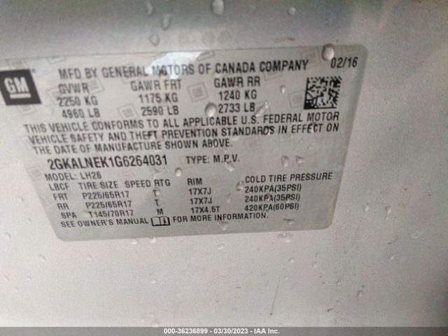 2GKALNEK1G6264031 GMC Terrain Sle