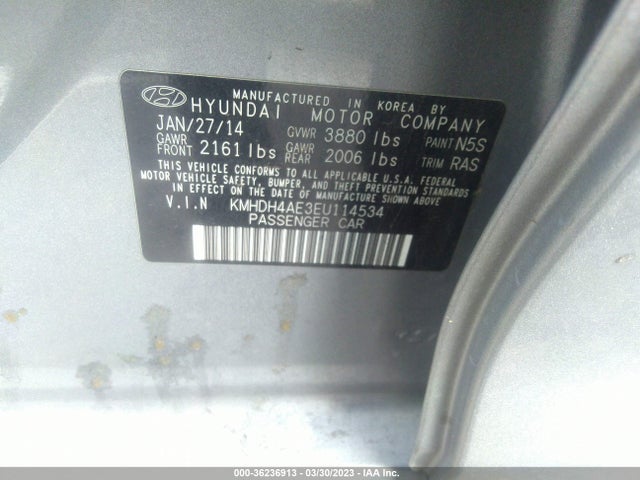 Hyundai ELANTRA SE 2014 KMHDH4AE3EU114534 Image 10