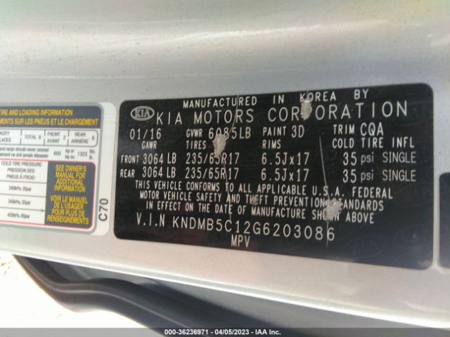 KNDMB5C12G6203086 KIA SEDONA LX