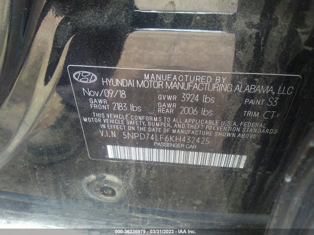 Hyundai ELANTRA SE 2019 5NPD74LF6KH432425 Image 10