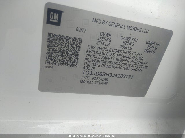 Chevrolet SONIC LT 2018 1G1JD6SH3J4103737 Image 11