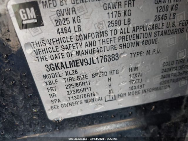 3GKALMEV9JL176383 GMC Terrain Sle