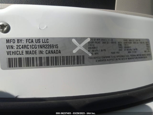 2C4RC1CG1NR226915 Chrysler Voyager Lx