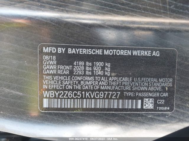 WBY2Z6C51KVG97727 BMW I8