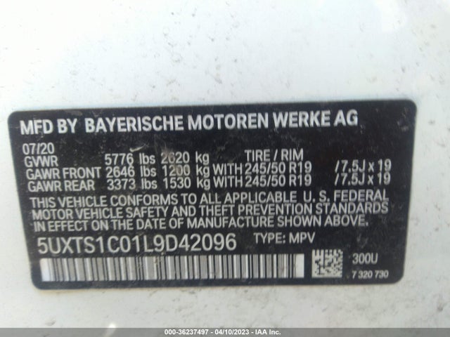 5UXTS1C01L9D42096 BMW X3 Xdrive30e