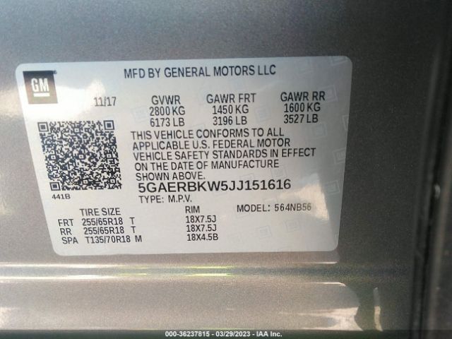 5GAERBKW5JJ151616 Buick Enclave Essence