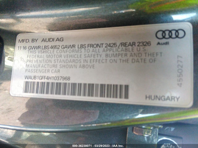 2017 Audi S3, VIN: WAUB1GFF4H1037968