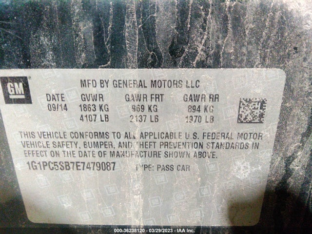 Chevrolet Cruze 1lt 2014 1G1PC5SB7E7479087 Image 10