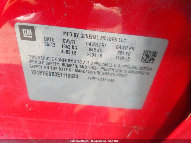 Chevrolet CRUZE ECO 2014 1G1PH5SB3E7113824 Image 10