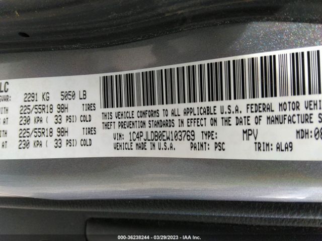 1C4PJLDB0EW103769 Jeep Cherokee Limited