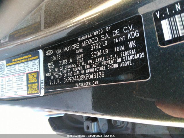 3KPF24AD8KE043136 KIA Forte Lxs