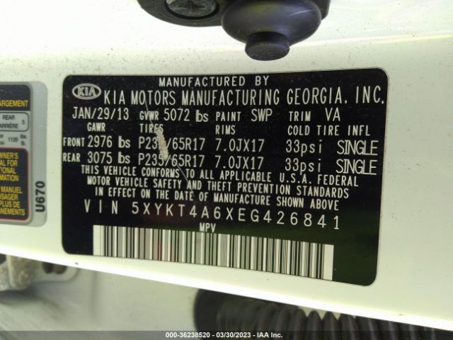 5XYKT4A6XEG426841 KIA SORENTO LX