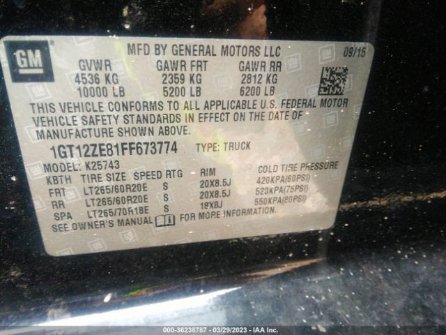 1GT12ZE81FF673774 GMC Sierra 2500hd Slt