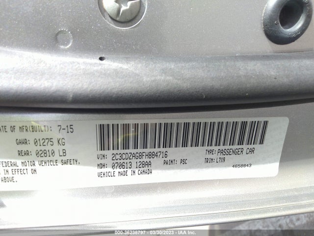 Dodge Challenger Sxt 2015 2C3CDZAG8FH884716 Image 9