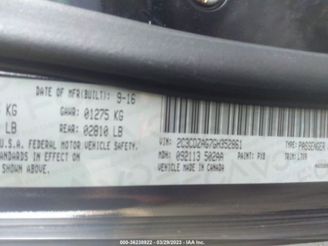 2C3CDZAG7GH352861 Dodge Challenger Sxt