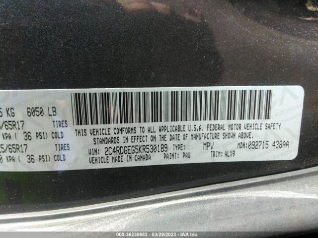 2C4RDGEG5KR530189 Dodge Grand Caravan Gt