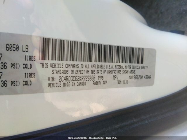 2C4RDGCG2KR726030 Dodge Grand Caravan Sxt