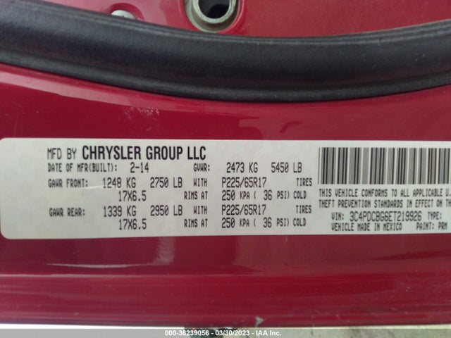 Dodge Journey Sxt 2014 3C4PDCBG6ET219926 Image 9