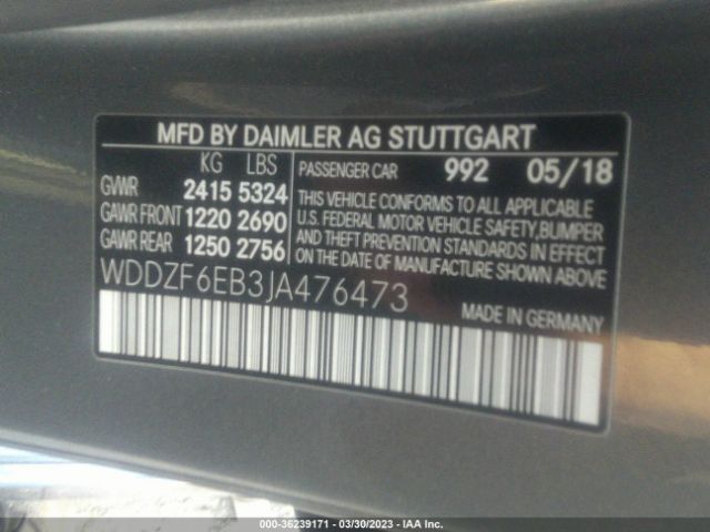 WDDZF6EB3JA476473 Mercedes-Benz E-class Amg E 43