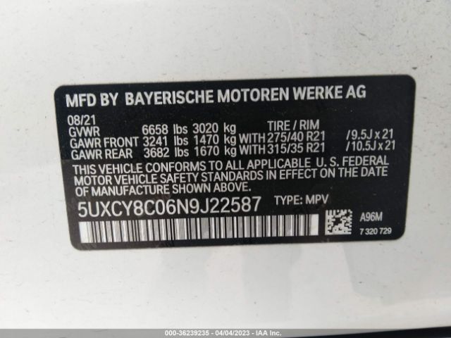 5UXCY8C06N9J22587 BMW X6 M50i