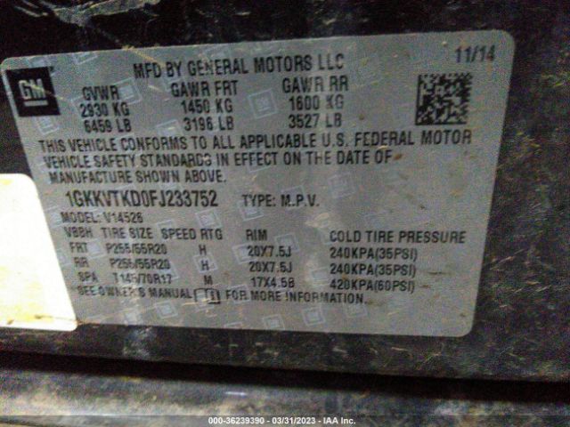 1GKKVTKD0FJ233752 GMC Acadia Denali