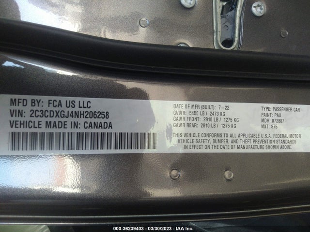 Dodge Charger Scat Pack 2022 2C3CDXGJ4NH206258 Image 9