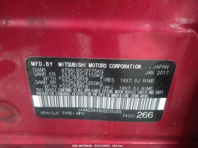 JA4AZ2A33HZ035065 Mitsubishi Outlander Es